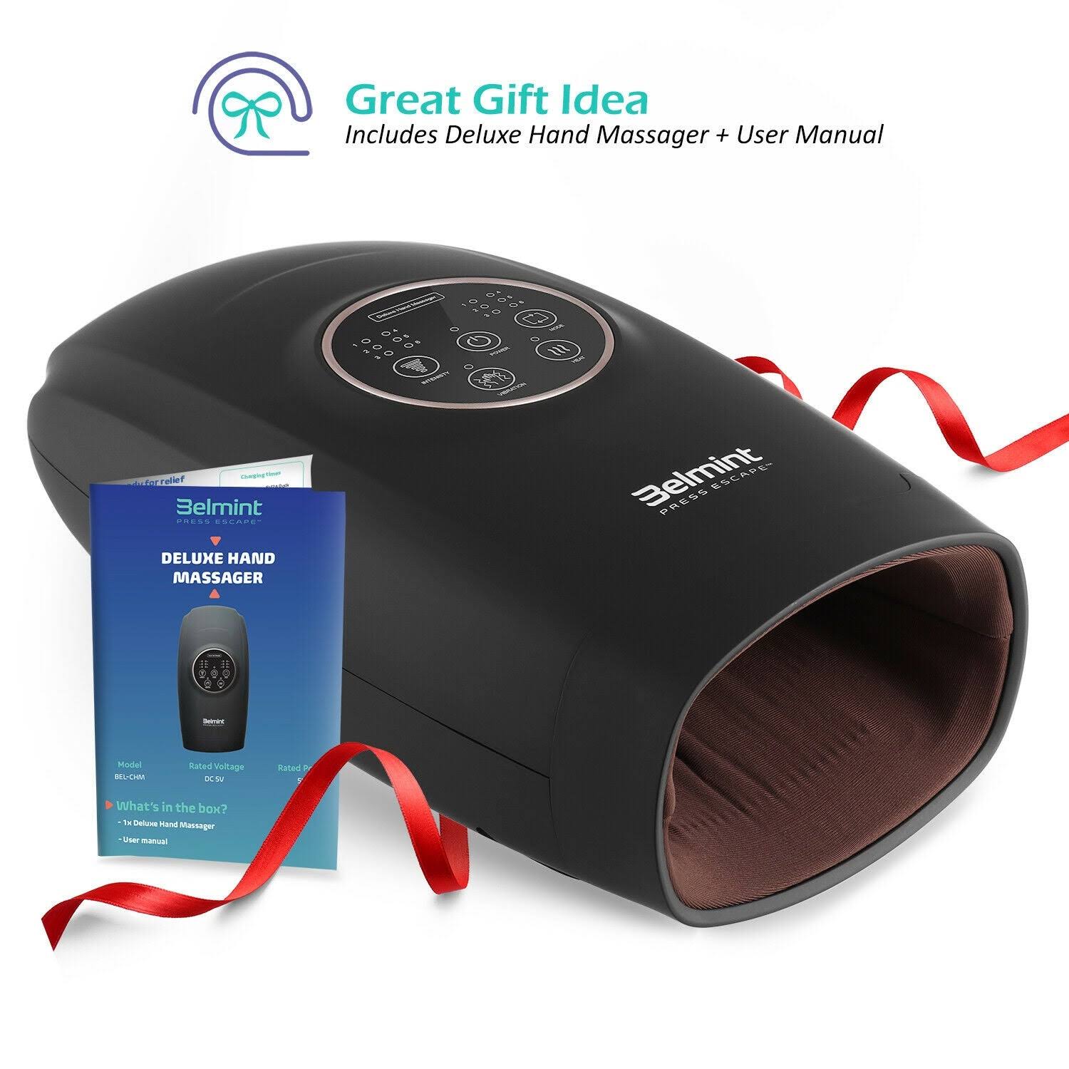 Cordless Air Compression Hand Massager with Heat - Black