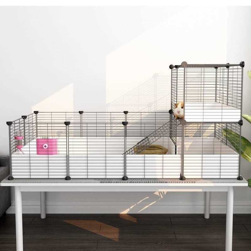 Eiiel Guinea Pig Cage,Indoor Habitat Cage with Waterproof Plastic Bottom,Playpen for Small Pet Bunny - Pet Supplies online store