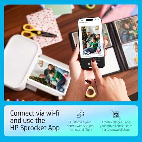 HP Sprocket Studio Plus 4x6 Wireless Instant Photo Printer, 118 Sheets + 3 Cartridges, Wi-Fi, Premium Dye Sublimation, Compact Home Use, Prints Vibrant Color Pictures, Editing App for Fun Photos