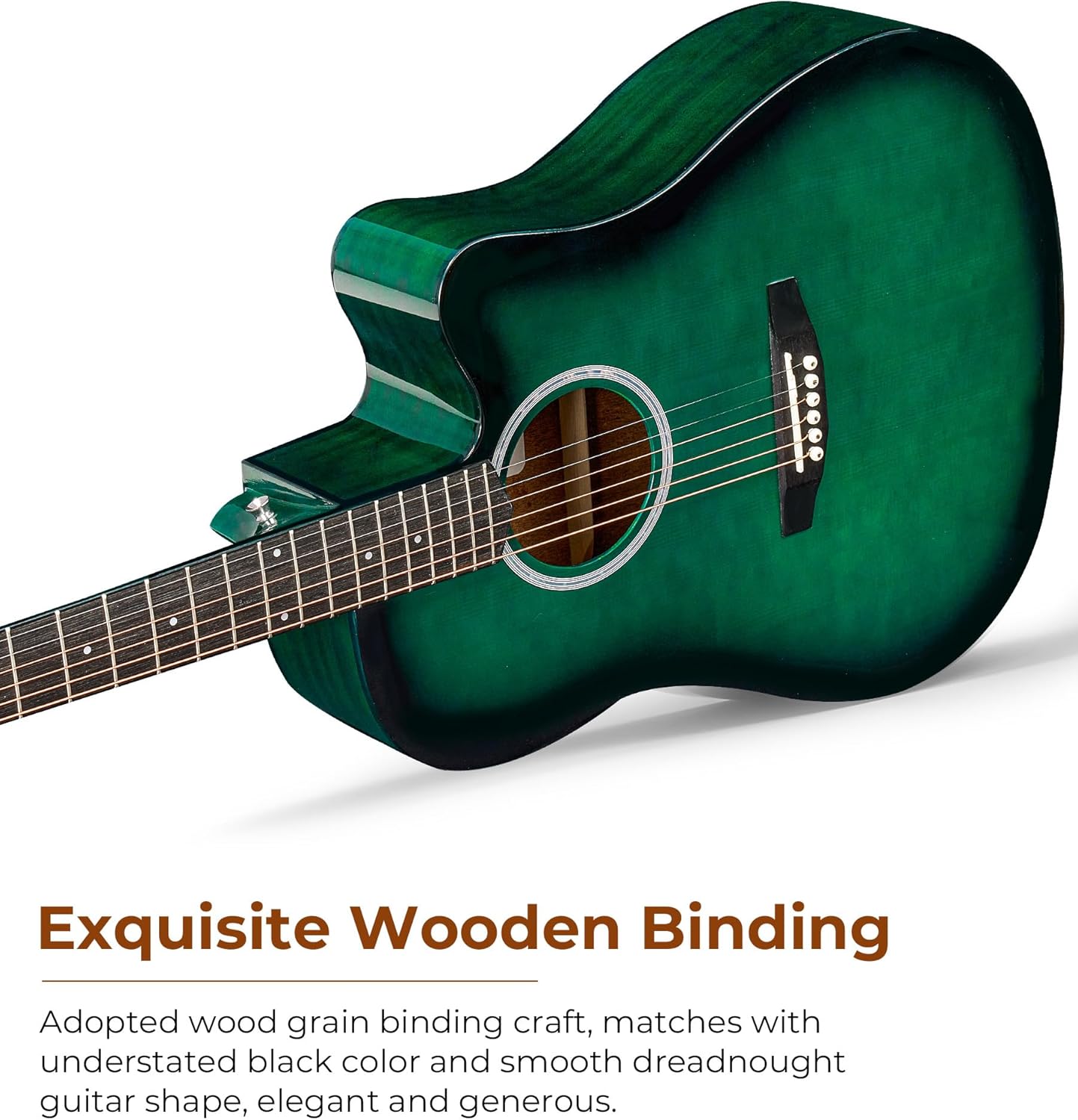 Acoustic Guitar 41 Inch Cutaway Acoustic Guitar Full Size Dreadnought Acustica Guitarra Bundle with Gig Bag for Adults Teens Beginners Professionals, Blue by Vangoa
