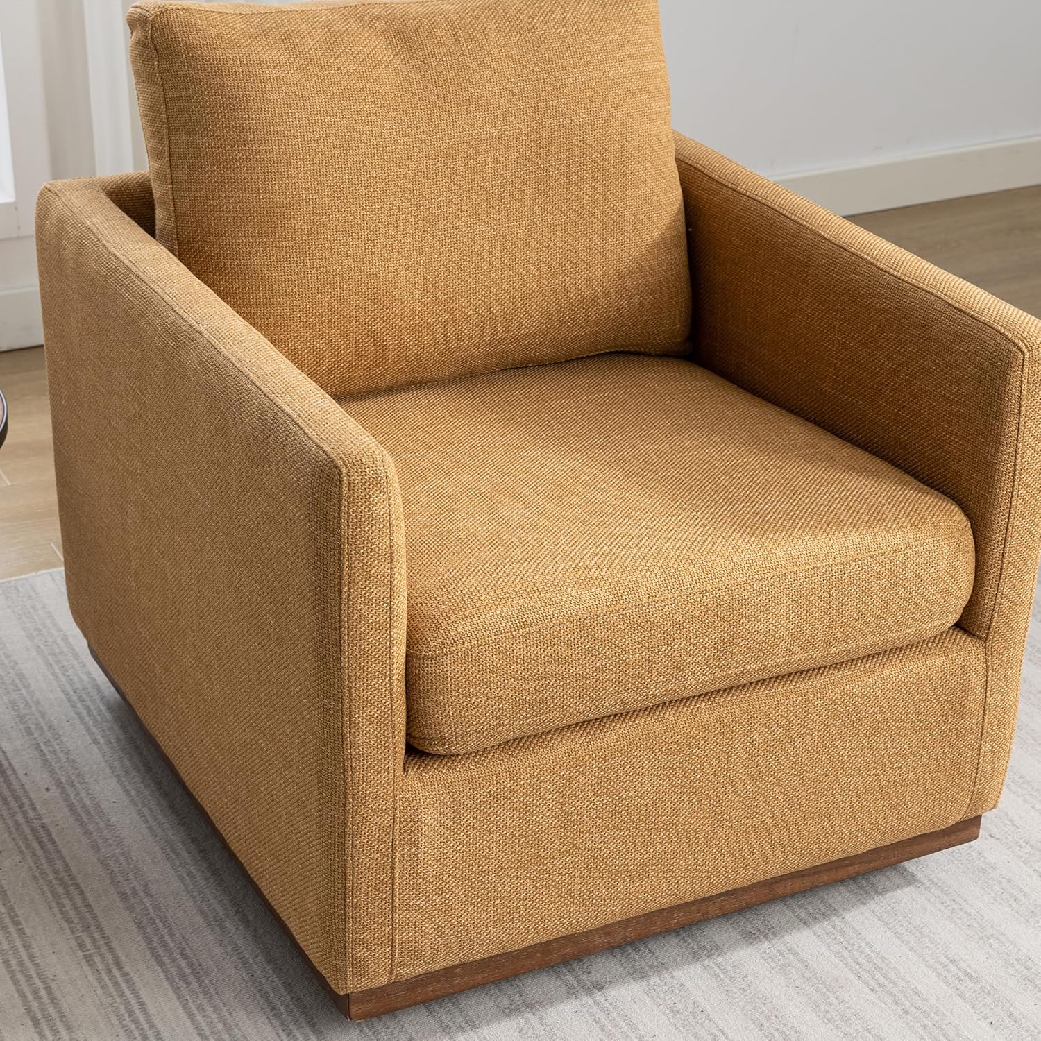 Mid Century Modern Swivel Accent Chair, Mustard Yellow Armchair for Living, Bedroom, Guest Room, Office