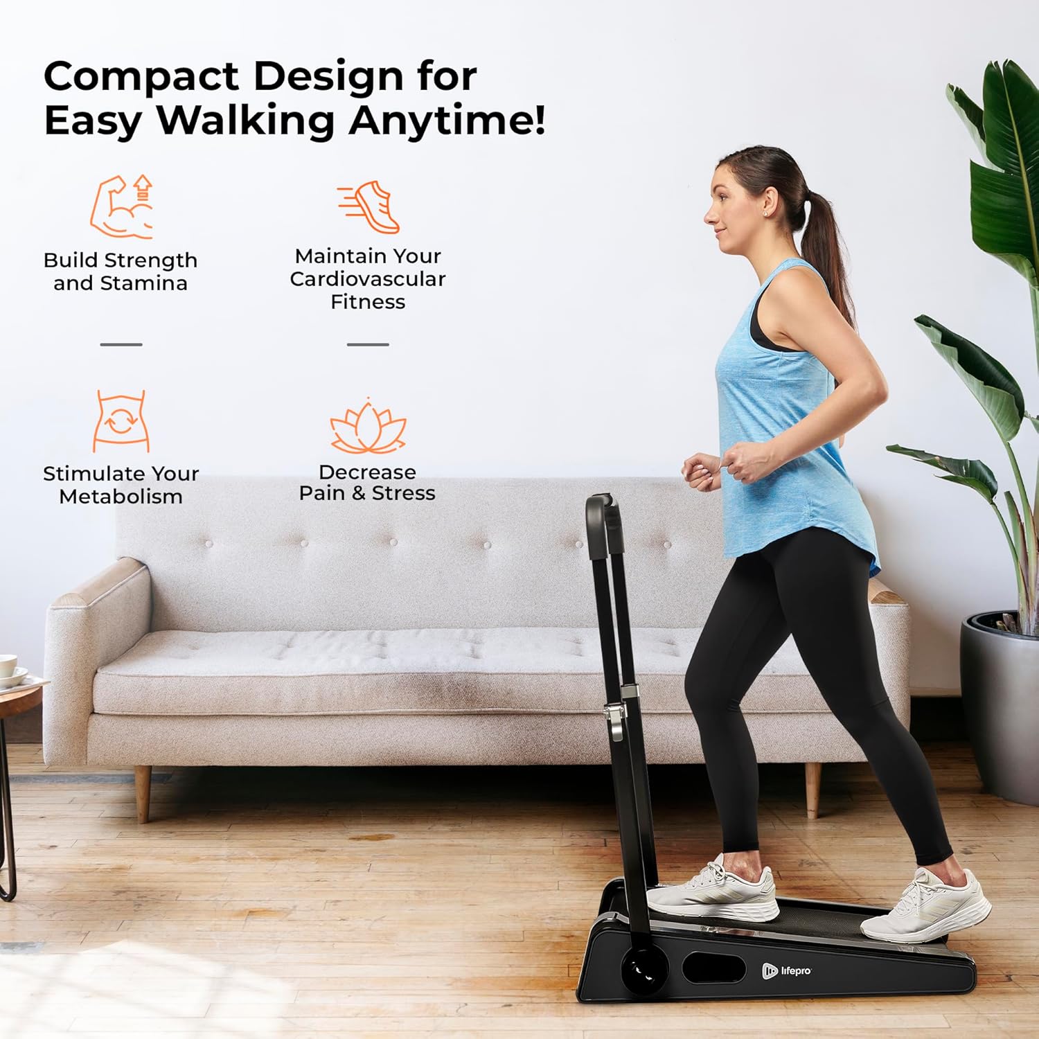 LifePro Smallest Portable Mini Walking Pad with Adjustable Handlebar - Max Speed 3 MPH, Home & Office 30 inch Mini Walking Treadmill, Under Desk Small Work Desk Compact Treadmill, 220 Lbs Max Weight