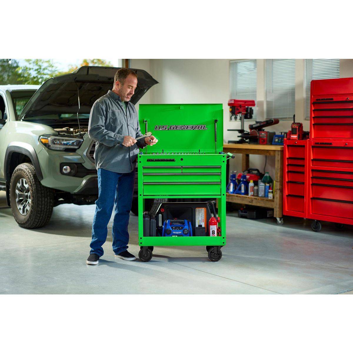 U.S. GENERAL 30 in., 4-Drawer Tech Cart, Red