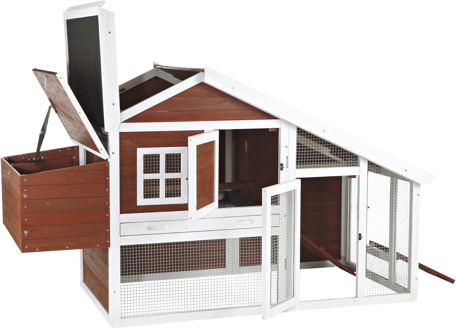 TRIXIE Natura 72-in Enclosed Outdoor Chicken Coop with a Run and Nesting Box