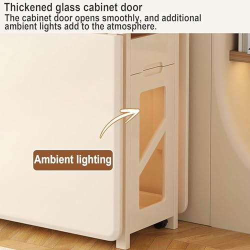 White Folding Dining Table, Wooden Drop Leaf Kitchen Table with 4 Brake Wheels, Drawers, Storage Cabinet, Expandable Space Saving Dining Room Table for Small Spaces, 140CM