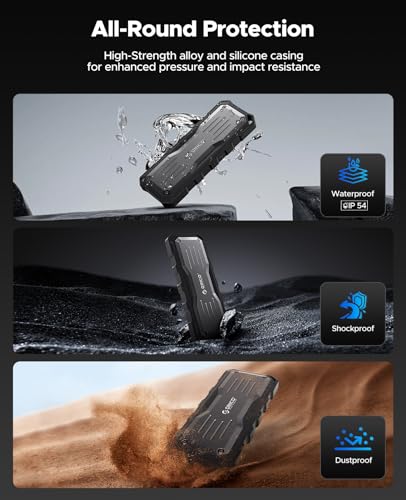 ORICO 1TB Portable SSD Up to 2000MB/s, Interface Extra Protection, Metal Body + Rubberized Casing External Solid State Drive, Water and Dust Resistance for X-sports, Outdoors Professionals, PSSD - O20