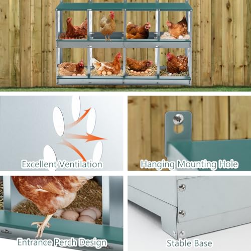 3-Tier Large Wooden Chicken Coop for 8-10 Chickens,Outdoor Walk-in Chicken Coop House with Run&Nesting Boxes,Hen House Poultry Pet Habitat Hutch Cage W/Pull Out Trays&Wire Fencing(95"×80"×83")