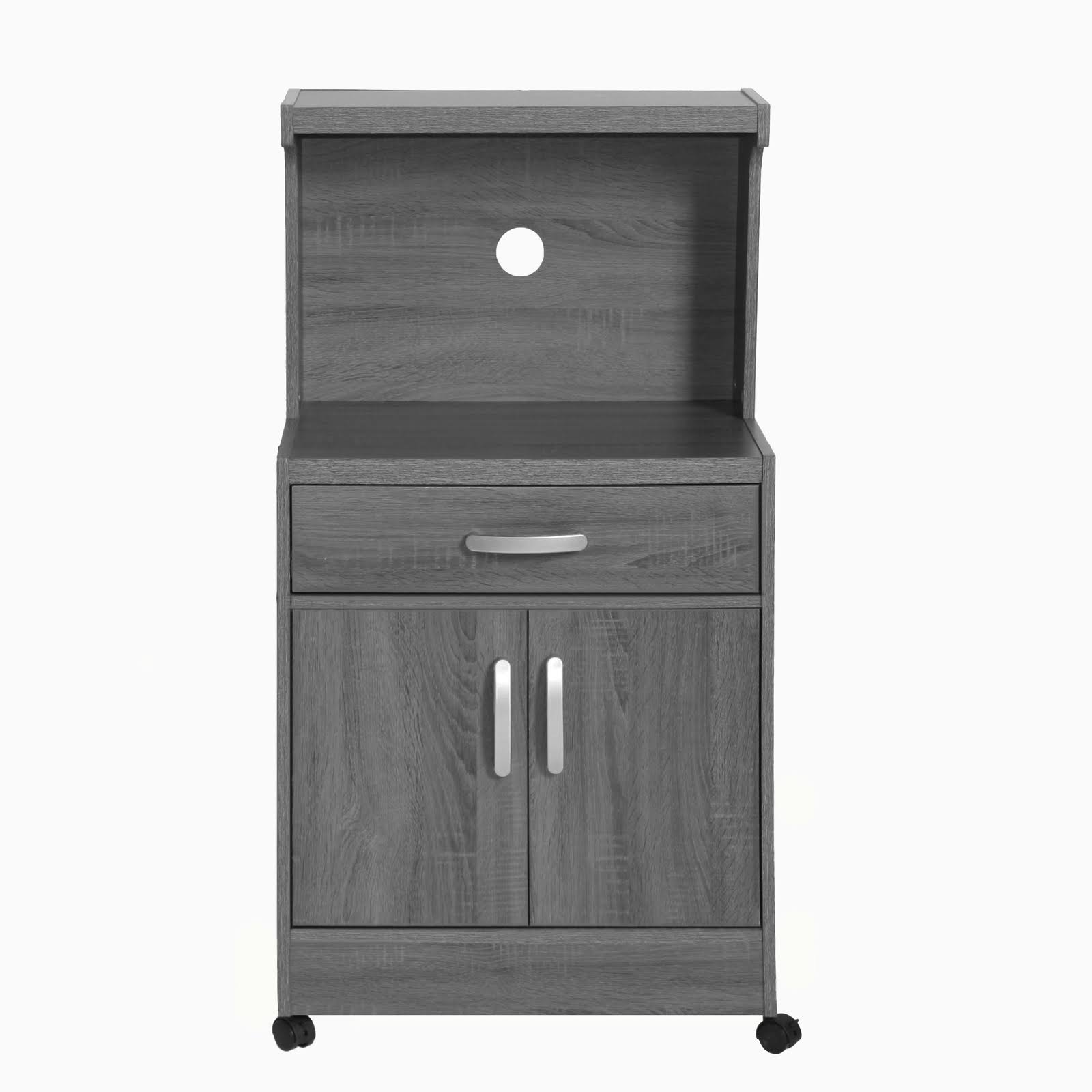 Better Home Products Shelby Kitchen Wooden Microwave Cart in Mahogany
