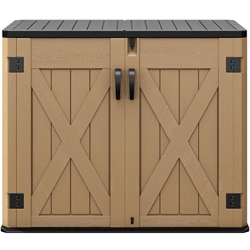 DWVO Outdoor Weather-Resistant Horizontal Storage Shed, 35 Cu Ft Capacity, Lockable and Waterproof, Suitable for Storing Garden Tools, Light Gray
