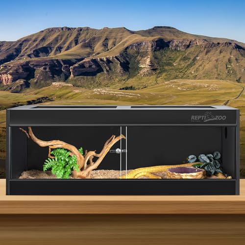 REPTI ZOO 34 Gallon PVC Reptile Terrarium, 24x18x18” Leopard Gecko Tanks with Glass Sliding Door & Top Screen Ventilation, Reptile Enclosure for Bearded Dragon Hermit Crab