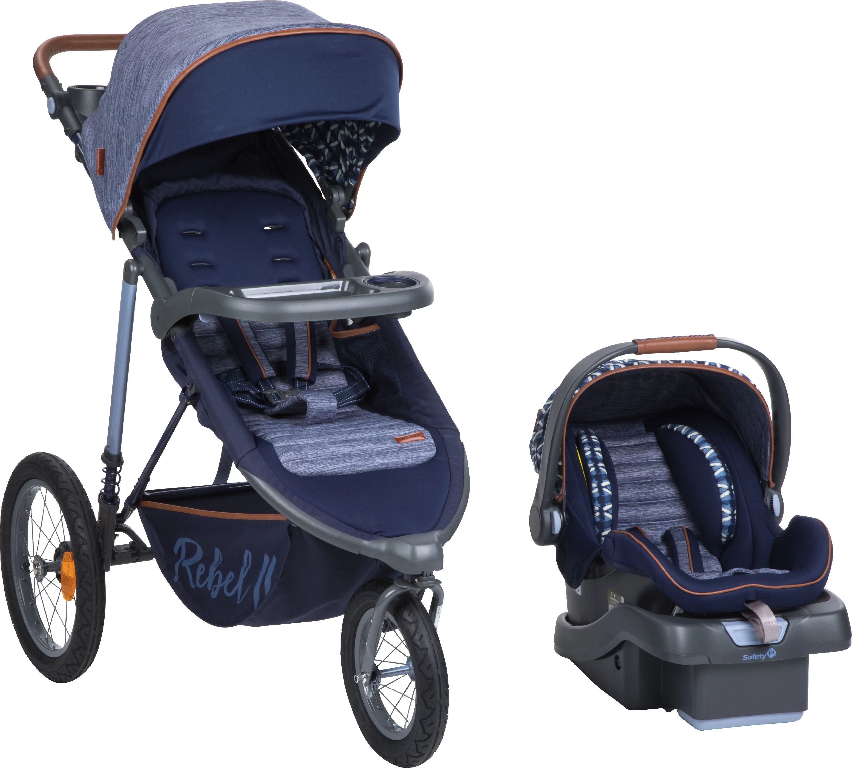 Monbebe Rebel II Complete Jogging Travel System Stroller with Rear-Facing Infant Car Seat, Boho