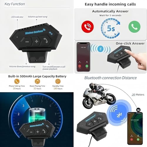 Bluetooth Modular Motorcycle Helmet,Motorcycle Helmet DOT/ECE Approved Full Face Flip Up Anti-Fog Double Visor Helmet Built-in Dual Speaker with Microphone for Adults Men Women