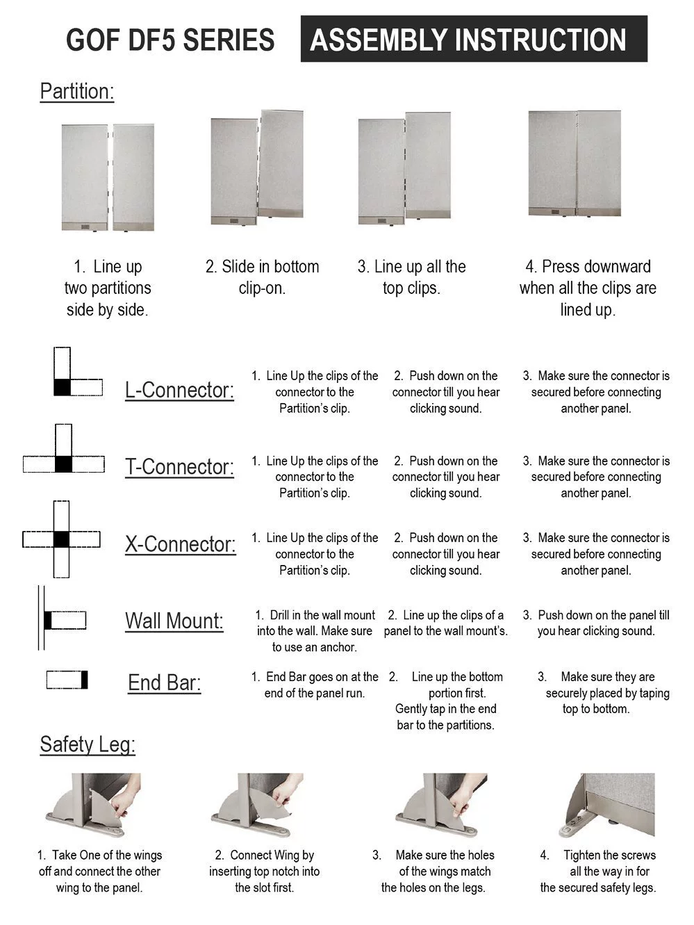 GOF Office Cubicle, 4 Stations 30D x 192W x 48H Office Partition Wall Room divider Office Divider