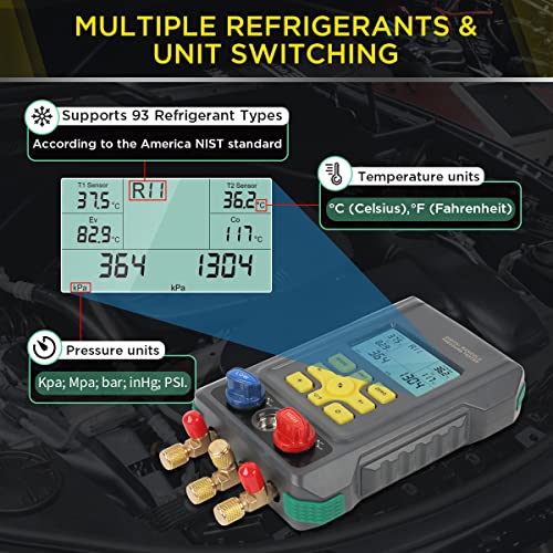 Digital HVAC Manifold Gauge Set Upgraded AC Pressure Gauge Set