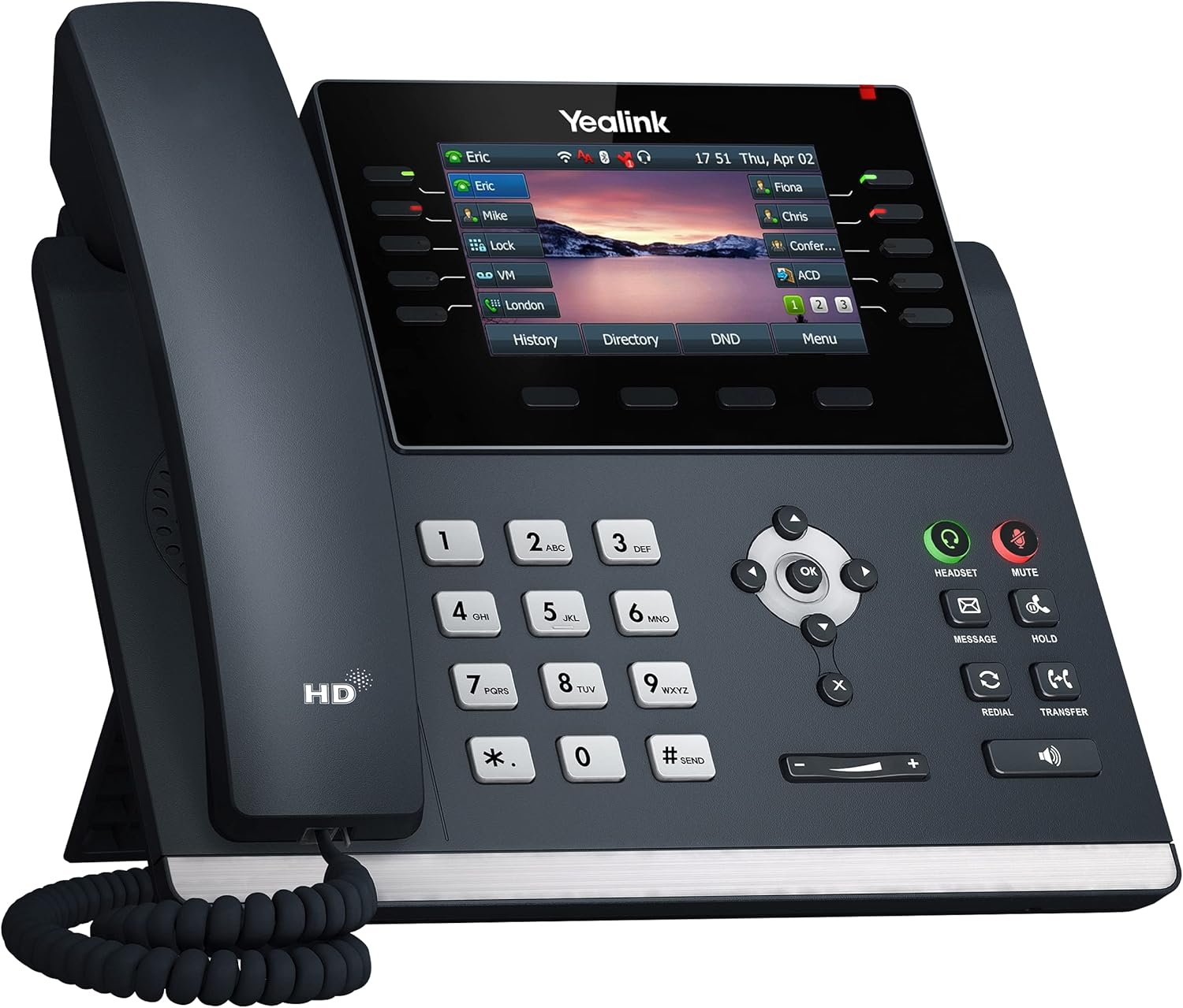 Yealink T46U IP Phone, 16 VoIP Accounts. 4.3-Inch Color Display. Dual USB 2.0, Dual-Port Gigabit Ethernet, 802.3af PoE, Power Adapter Not Included (SIP-T46U)