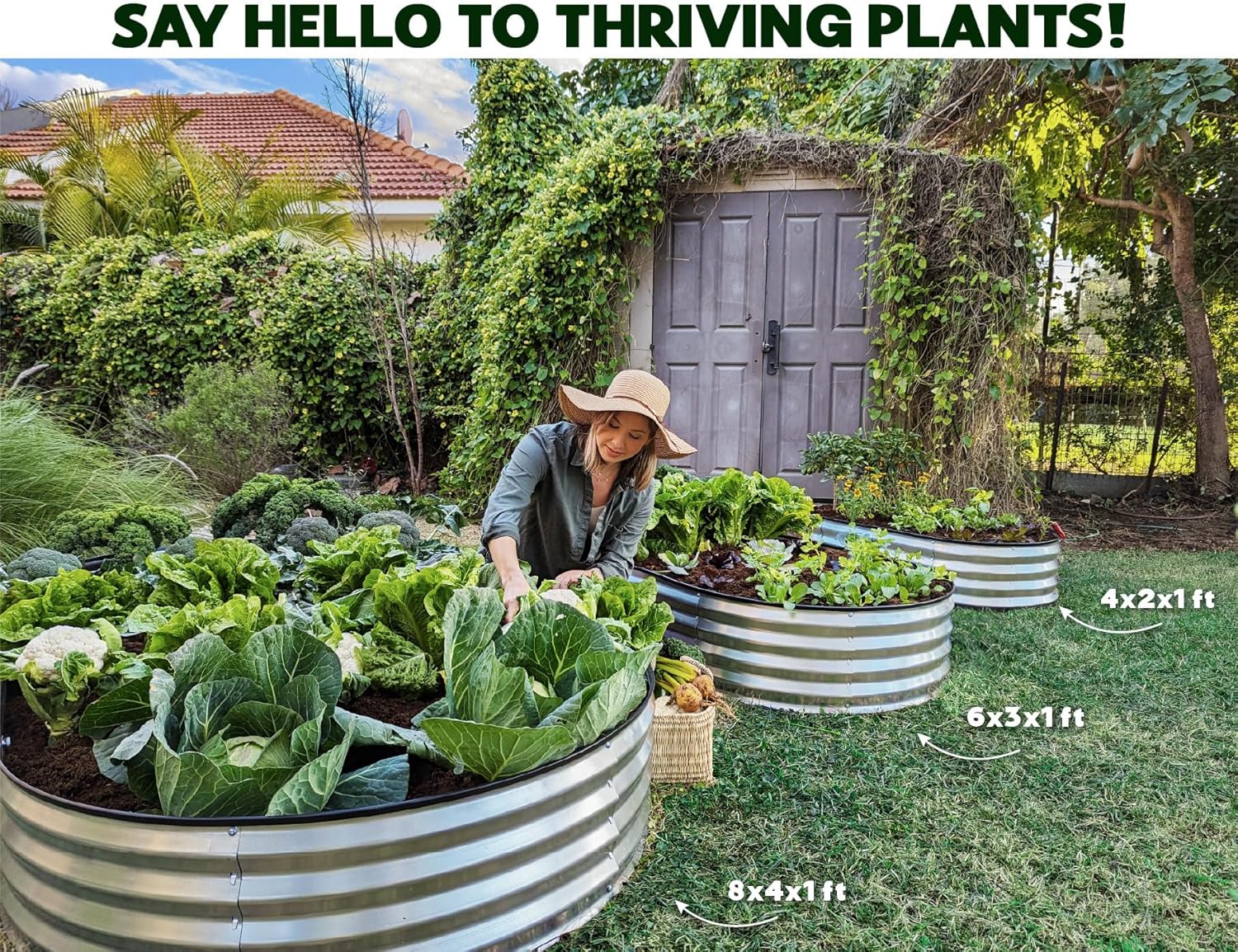 Galvanized Raised Garden Beds Outdoor // 8×4×1 ft Planter Raised Beds for Gardening, Vegetables, Flowers // Large Metal Garden Box (Silver) // Patent Pending Tool-Free Assembly