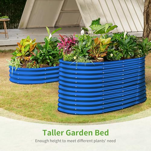 Land Guard 8x4x3ft Oval Galvanized Raised Garden Beds, Large-Capacity Metal Planter Box Outdoor, Durable Deep Raised Garden Bed 3ft Tall, Raised Beds for Gardening Vegetables, Cream Yellow