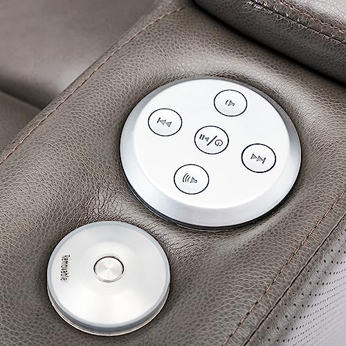 Recliner Sofa Swivel PU Leather Power Recliner Individual Seat Home Theater Recliner with Tray Table, Phone Holder, Cup Holder, USB Port, Hidden Arm Storage for Living Room (Grey)