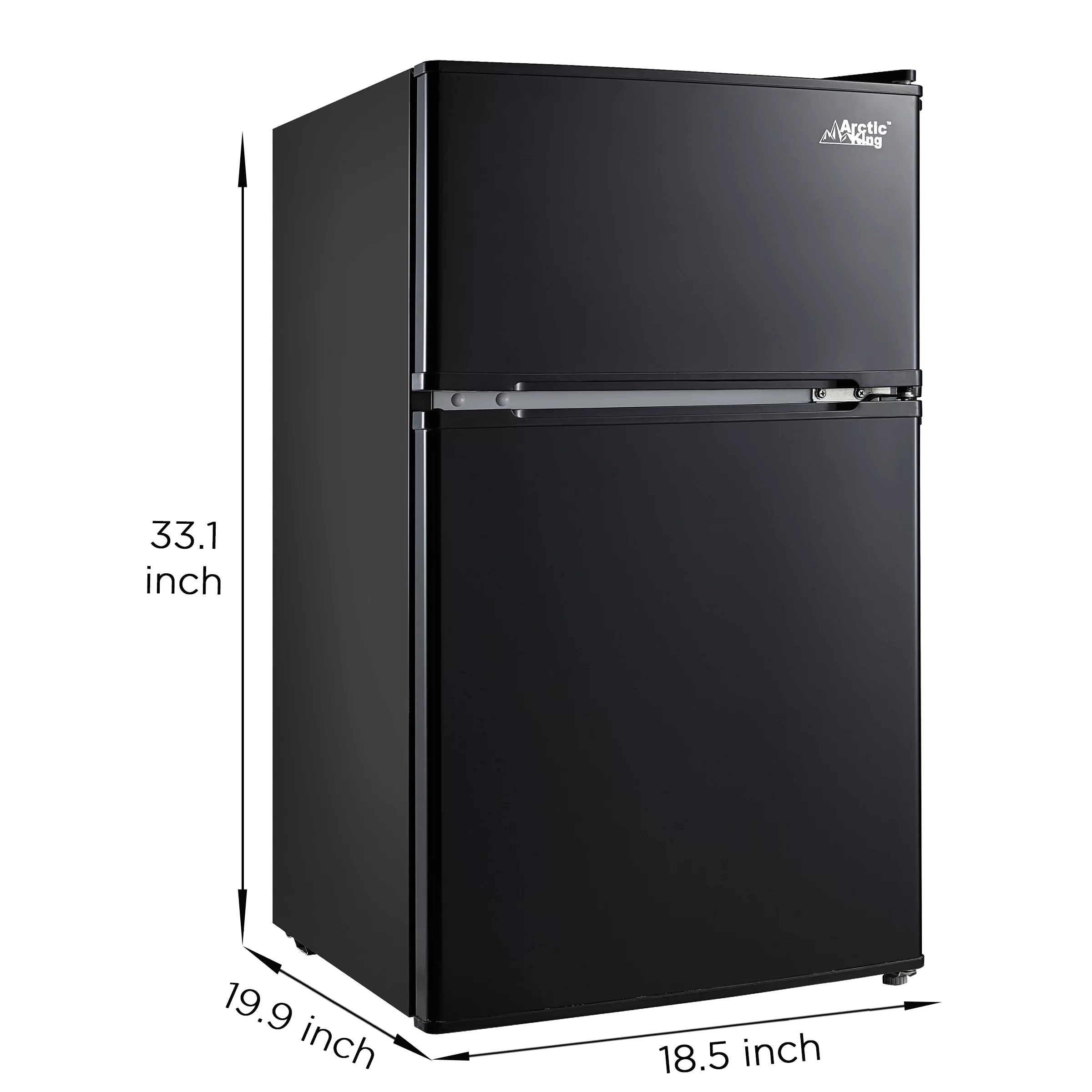 Arctic King 3.2 Cu ft Two Door Mini Fridge with Freezer, Black, E-Star, ARM32D5ABB