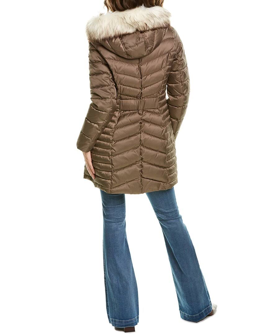 Laundry by Shelli Segal Faux-Fur-Trim Hooded Puffer Coat - Warm Taupe