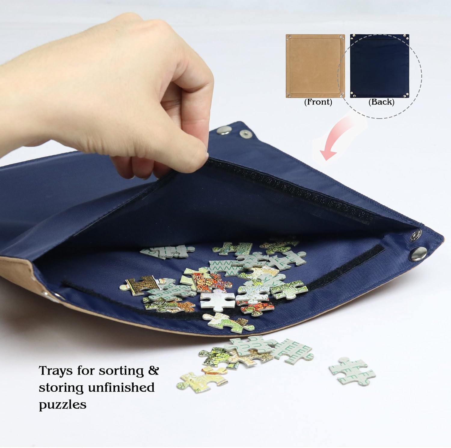 Lavievert Jigsaw Puzzle Case Portable Puzzle Storage Puzzle Board with Six Sorting Trays for Up to 1,500 Pieces - Blue