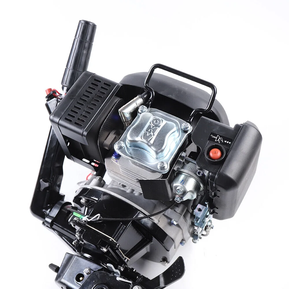 ZhdnBhnos 4 Stroke 6HP Heavy Duty Outboard Motor Fishing Boat Petrol Engine W/ Air Cooling System CDI 2500RPM Single Cylinder Hand Pull