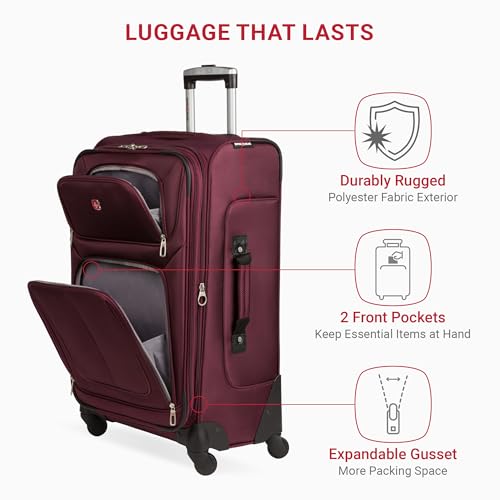 SwissGear Sion Softside Expandable Luggage, Black, Checked-Large 29-Inch