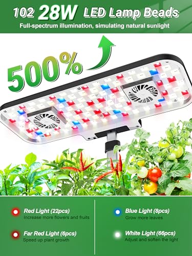 Hydroponics Growing System Kit, 17 Pods Herb Garden with 102 28W Full-Spectrum Grow Lights & 2 Fans, Indoor Garden with Water Pump, 10L Water Tank, Auto Timer, Height Adjustable (Black & Grey)