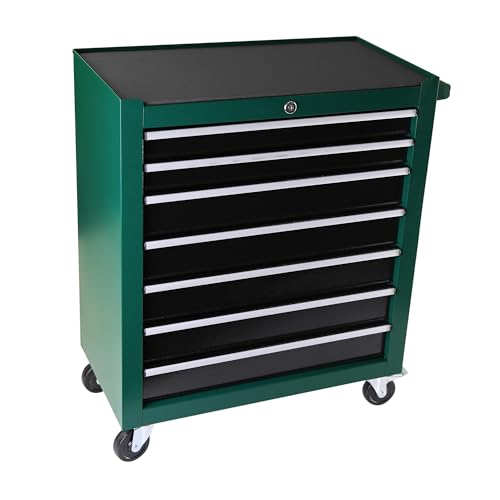 5 Drawers Rolling Tool Chest Cabinet with Wheels, Tool Storage Cart and Tool Box Organizer with 7 Extra Storage Boxes for Garage, Warehouse and Workshop, Blue & Grey