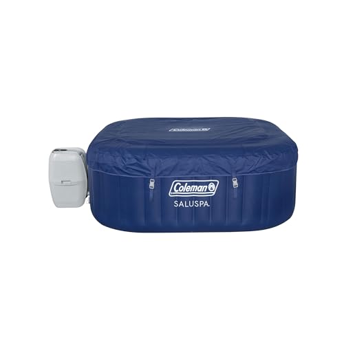Coleman SaluSpa AirJet 4 to 6 Person Inflatable Hot Tub Square Portable Outdoor Spa with 140 Soothing AirJets and Insulated Cover, Gray