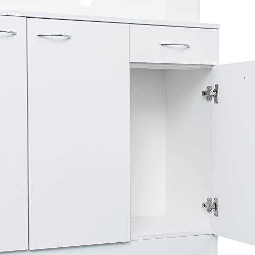 SHMAO 39" W Wardrobe Armoire Closet, Tall Freestanding Armoire Wardrobe Cabinet with Doors and Storage Shelves, Wood Closet Bedroom Clothes Organizer, Large Closet Storage Cabinet for Bedroom - White