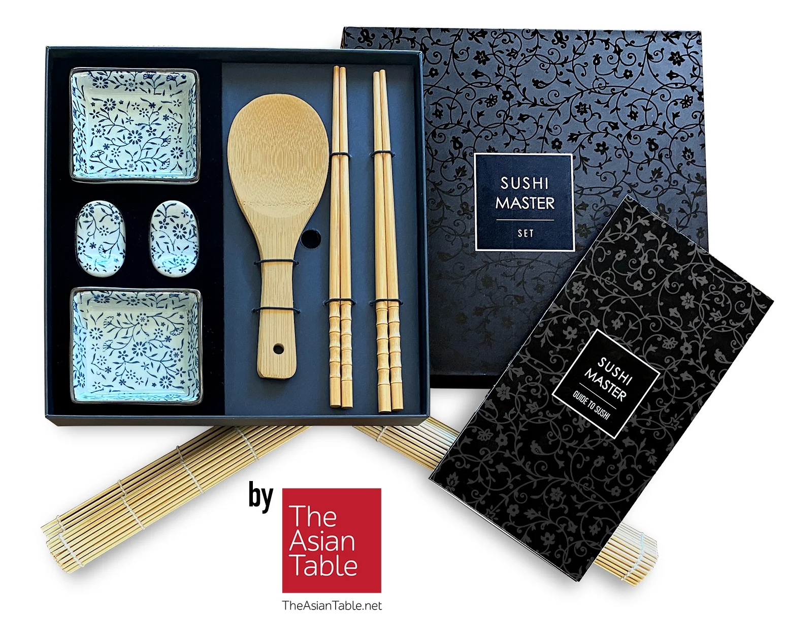 SUSHI MASTER SET by The Asian Table. 12-Piece Deluxe Sushi Making Kit for the Asian cuisine aficionado and the foodie adventurer. Learn how to make sushi and create your own rolls
