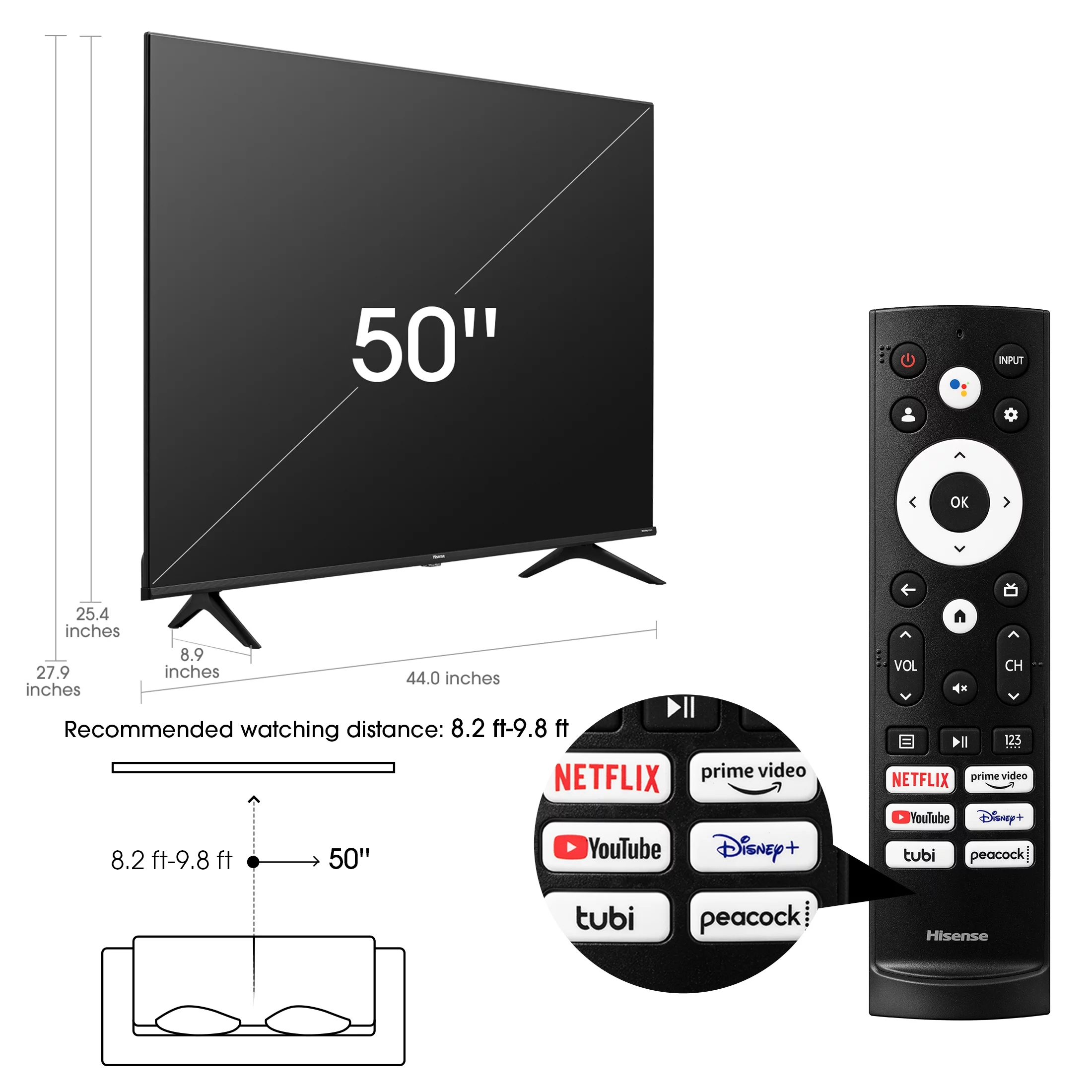 Restored Hisense 50" Class 4K UHD Google Smart TV HDR A6H Series 50A6H [Refurbished]