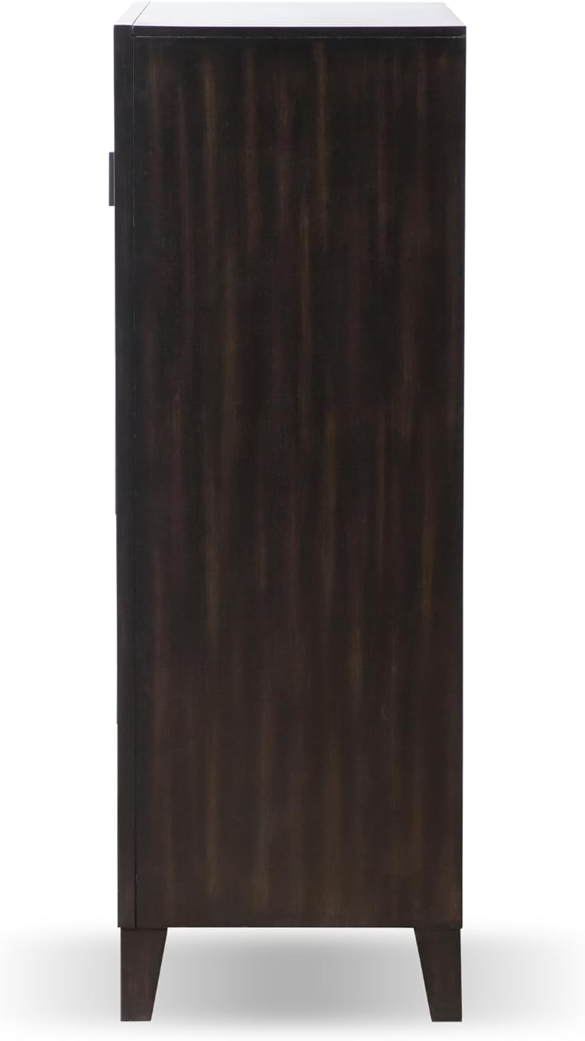 Furniture of America Delbert Modern Solid Wood Chest with Clothing Storage and Gold Accent Trim, 5-Drawer Cabinet, Tall Dresser for Bedroom, Guest Room, Space Saving, Espresso