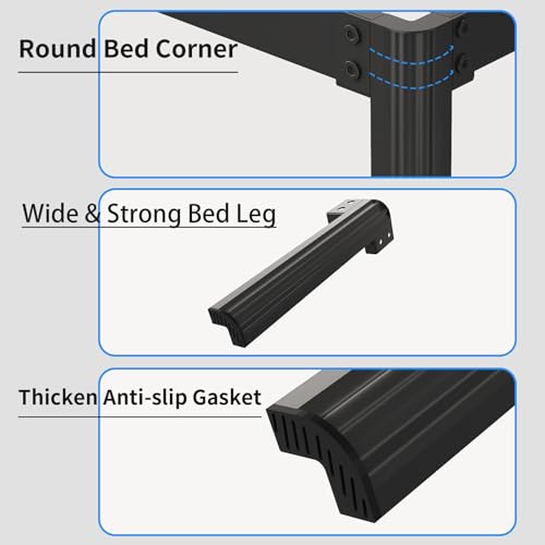 Full Bed Frame,Full Bed Frames with Headboard,Metal Bed Frame Full Size with Charging Station&Aurora Projector,Black Bed Frame No Box Spring Needed ,Extra Storage Space,Squeak Resistant,Easy Assembly