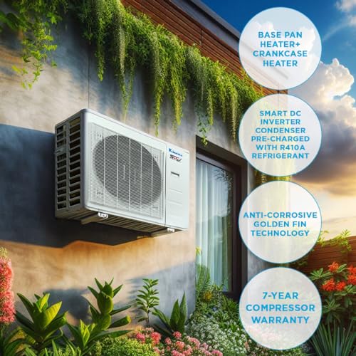 Klimaire Ductless Mini-Split Inverter Air Conditioner Heat Pump System with 15-ft Installation Kit Wall Bracket