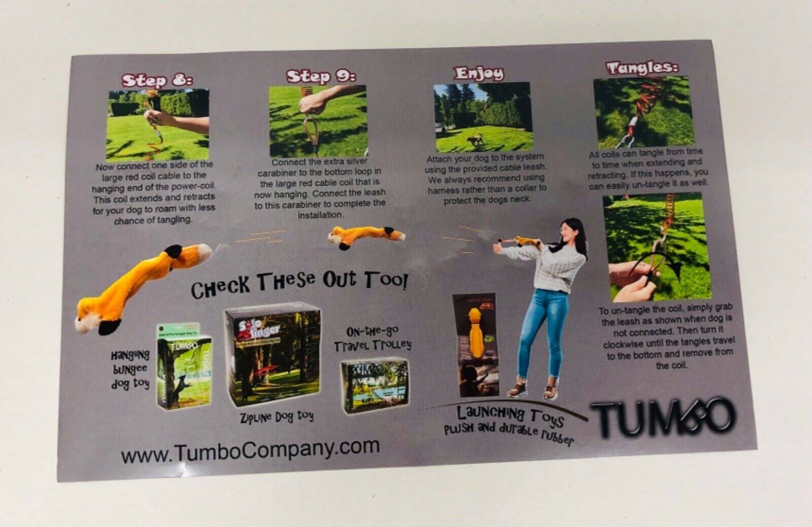 Tumbo Trolley Dog Containment System - Stretching Coil Cable with Anti-Shock Bungee (Safer and Less tangles) Aerial Dog Tie Out