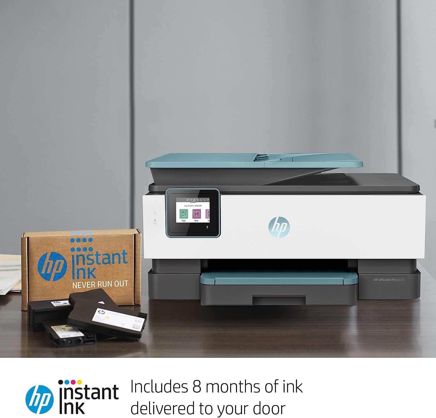 HP OfficeJet Pro 8035 All-in-One Wireless Printer - Includes 8 Months of Ink, HP Instant Ink, Works with Alexa - Oasis (3UC66A)