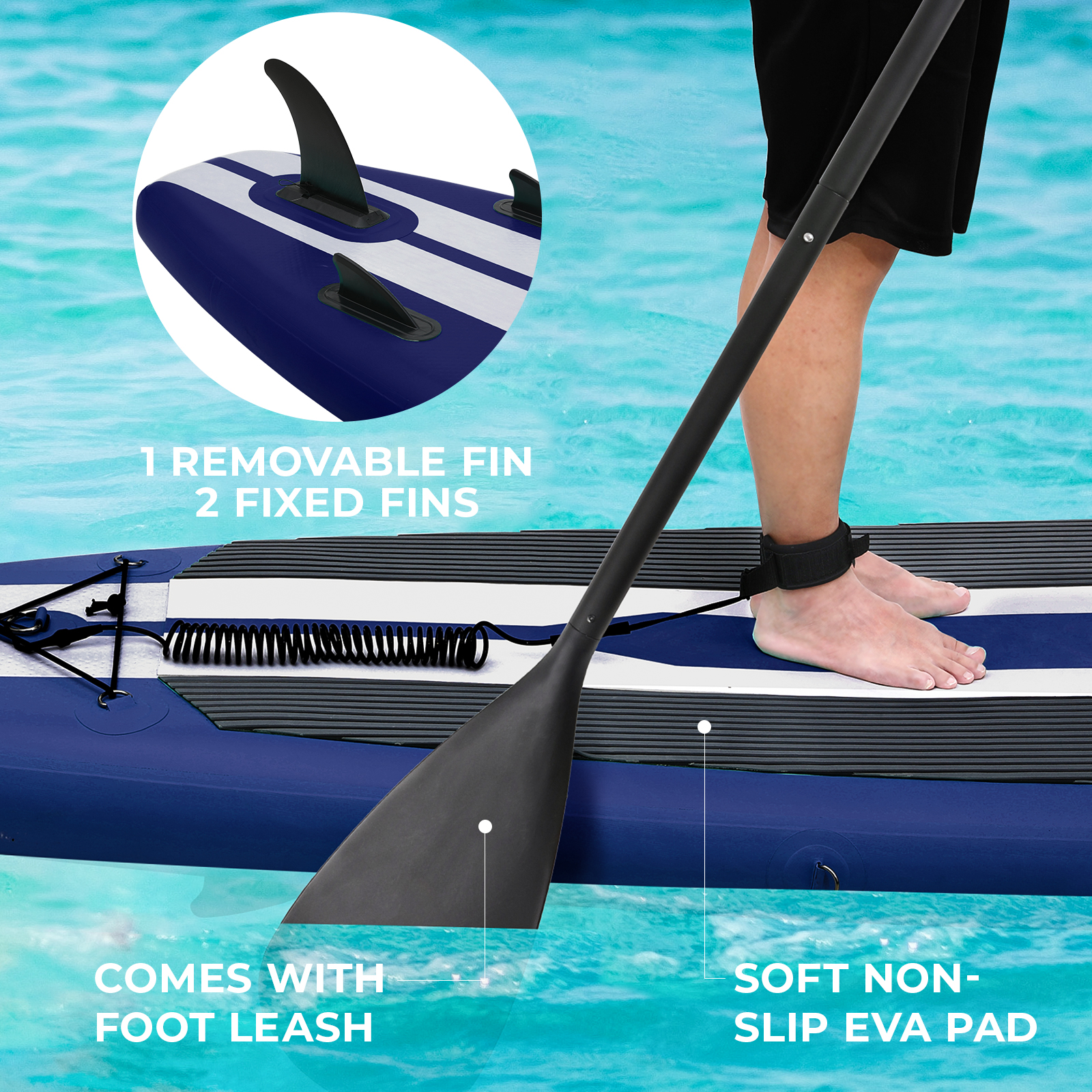 Arlopu 11ft Inflatable Stand Up Paddle Board 6'' Thick Non-Slip Deck W/ Aluminum Paddle, Leash, Backpack