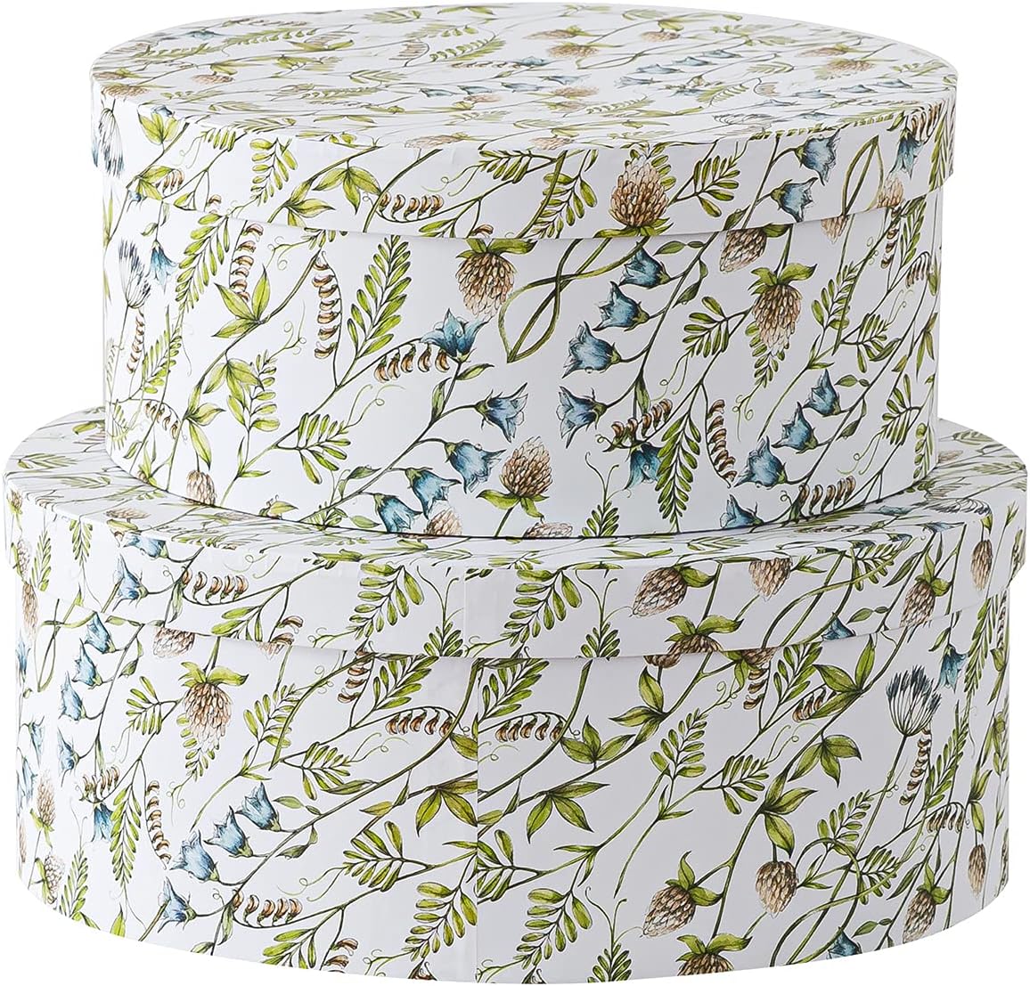 Soul & Lane Sturdy Decorative Round Cardboard Boxes with Lids for Home Decor | Paisley Charm - Set 2| Paperboard Storage Boxes for Gifts Pack of 2
