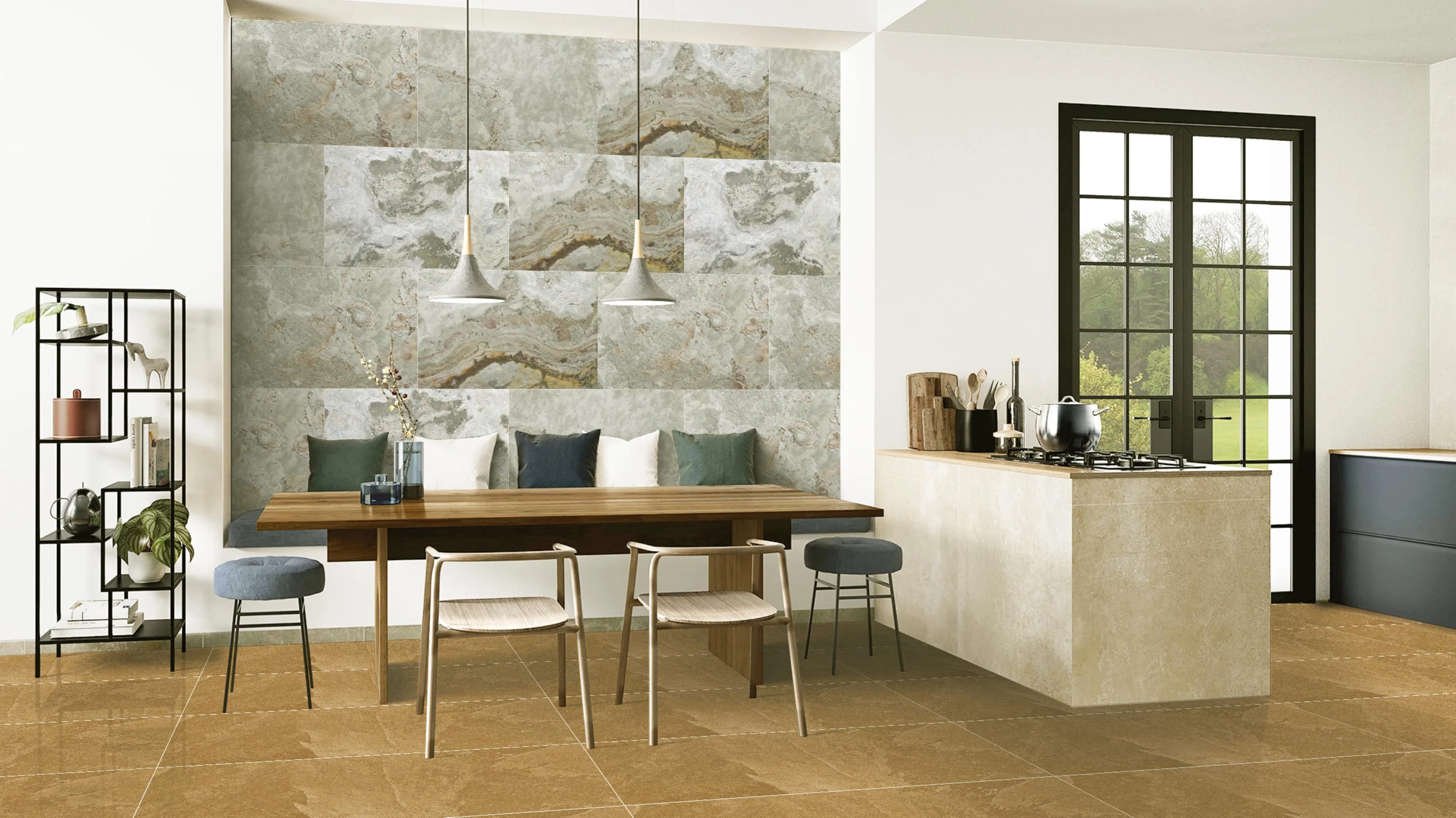 Dundee Deco Stone Veneer Wall Panels, Extra Large DIY Stone Finish 3 x 2 ft Tiles for Outdoor Indoor Wall or Backsplash, Made with Real Stone, Sanjayani White - Set of 10, Covers 58 sq ft