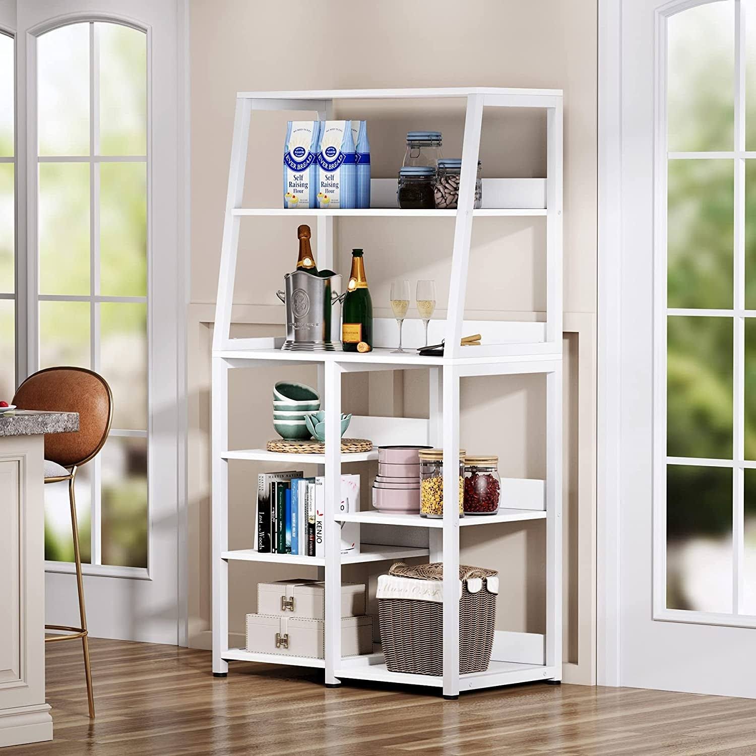Tribesigns 8-Tier Industrial Baker's Rack with Storage Shelves, Free Standing Microwave Oven Stand Spice Rack for Kitchen, Utili