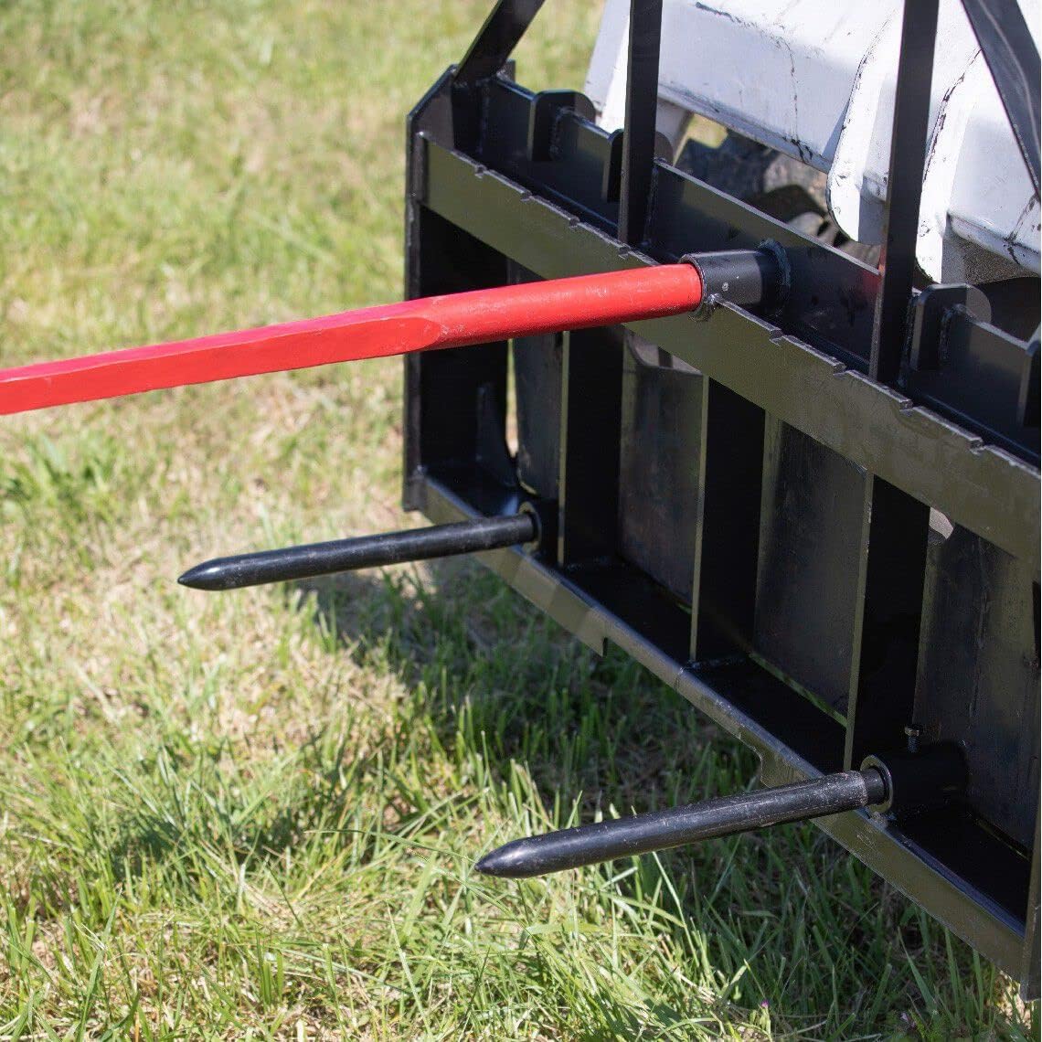 Titan Attachments Skid Steer Hay Frame Attachment with 43" Hay Spear and Stabilizers, Rate 4,000 LB, Quick Tach Tractor