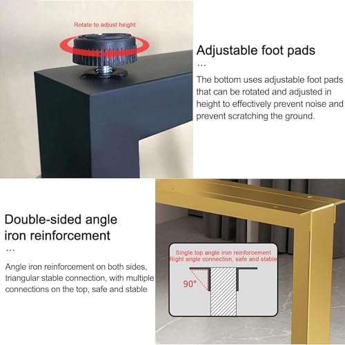 Set of 2 Metal Table Legs Heavy Duty, Industrial Pipe Legs, Metal Steel Desk Legs DIY Furniture, Furniture Legs for Dining and Coffee Table Workbench(Black,40x60cm)
