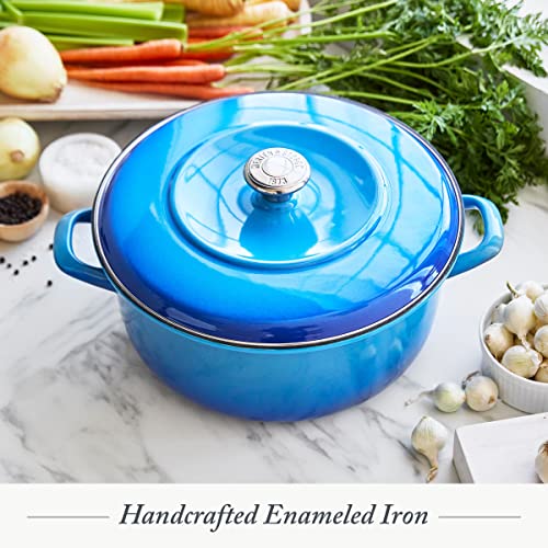 Merten & Storck German Enameled Iron, Round 5.3QT Dutch Oven Pot with Lid, Foundry Red