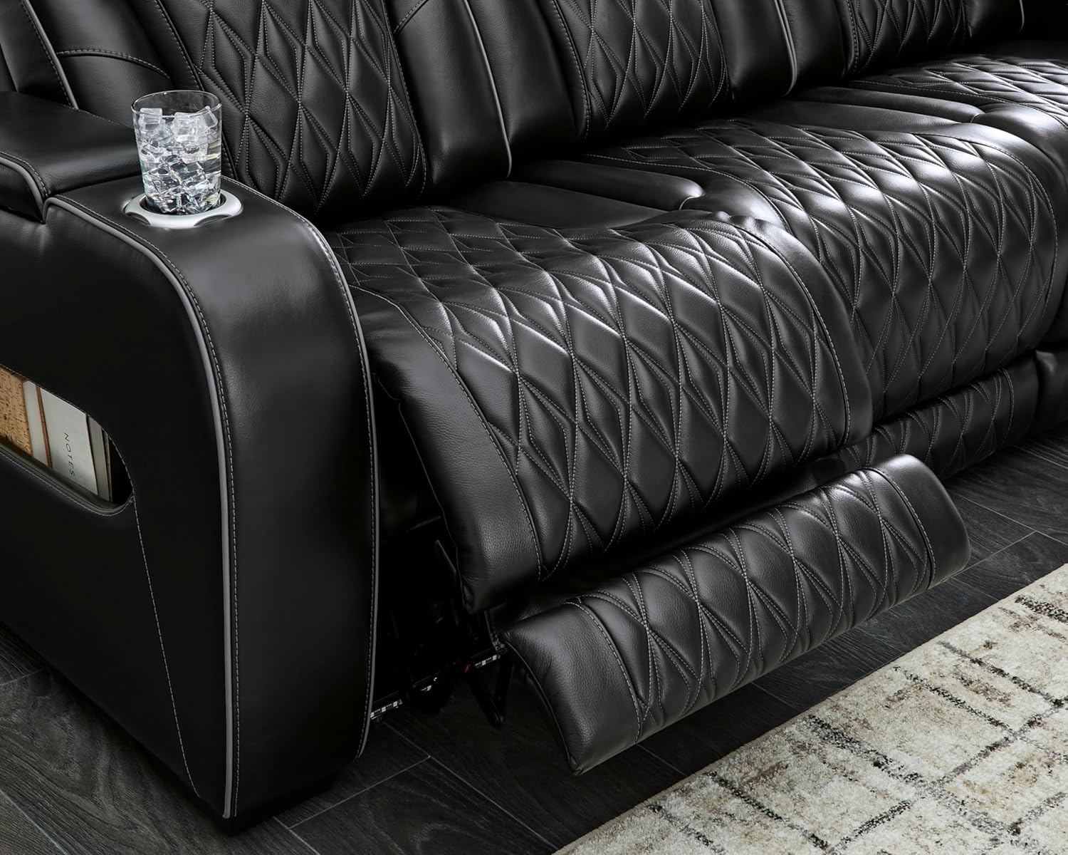 Signature Design by Ashley Boyington Power Reclining Loveseat with Console Love Seats, 75" W x 42" D x 44" H, Black