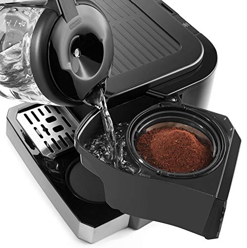 De'Longhi All-in-One Combination Coffee Maker & Espresso Machine + Advanced Adjustable Milk Frother for Cappuccino & Latte + Glass Coffee Pot 10-Cup, COM532M black