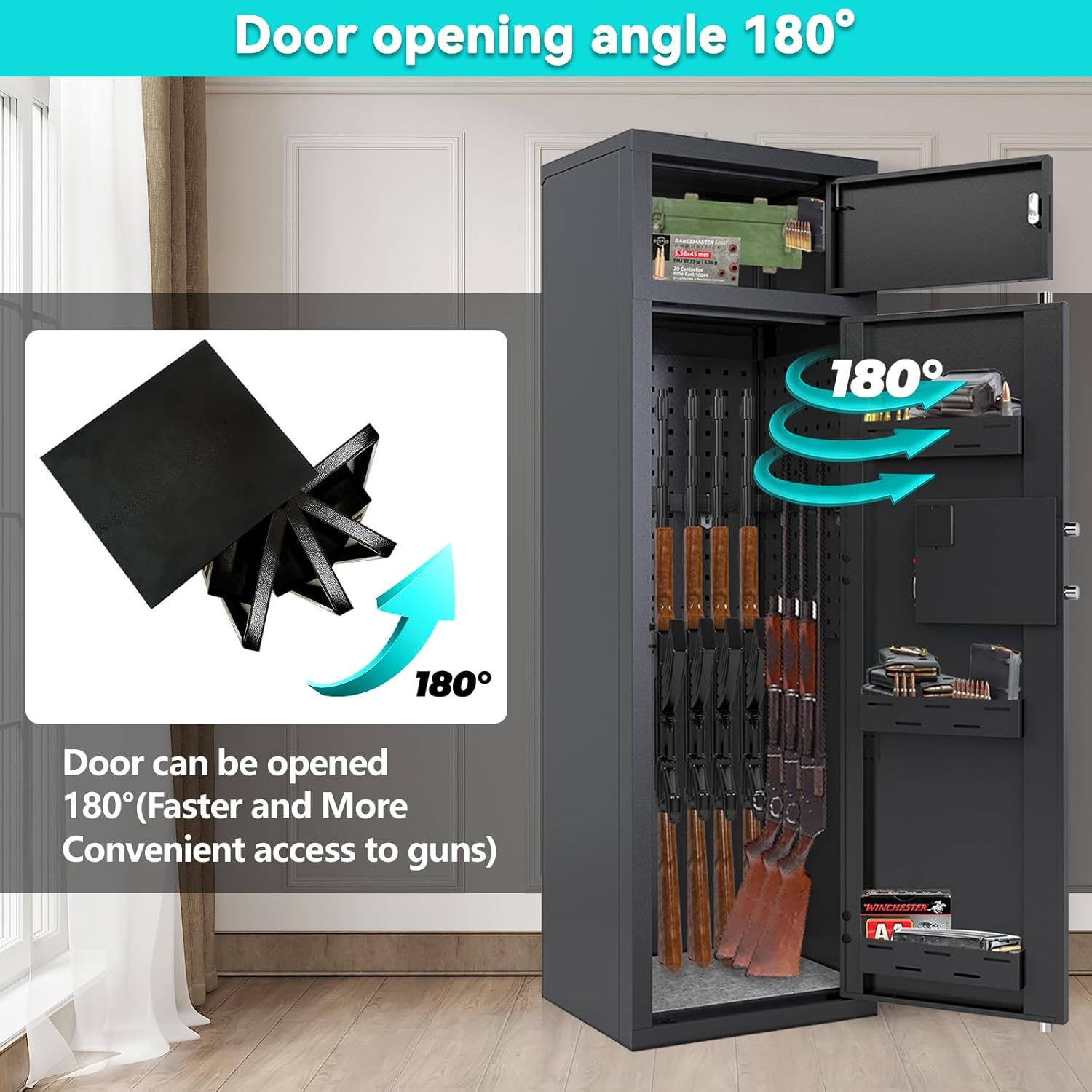 KAER 10-12 Gun Safe,Gun Safes & cabinets,Gun Safes for Home Rifles and Pistols, Gun Safes for Home Rifle and Pistols, Quick Access Gun Safes for Rifles and Shotguns with Keypad,Silent Mode