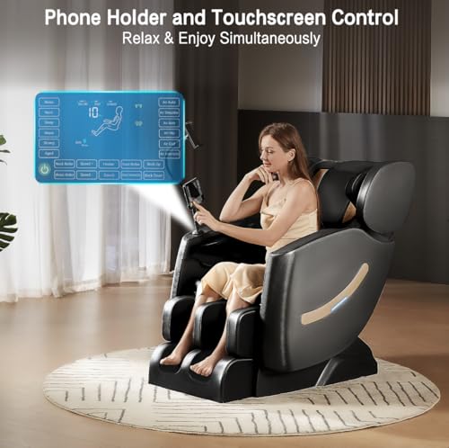 Luxury Zero Gravity Full-Body Massage Chair with Heating, Bluetooth Audio, and Foot Rollers - Home Relaxation Recliner (Velvet Black)