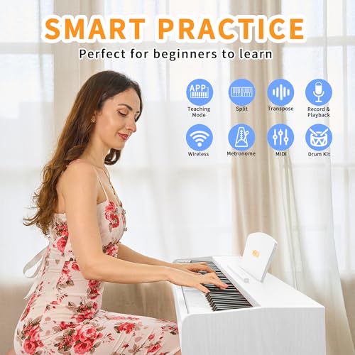 88 Key Fully Weighted Electric Piano Keyboard Hammer Action Full-size Digital Pianos for Beginners Adults Wooden Upright Piano with Sheet Music Stand Triple Pedal, Supports USB-MIDI Black